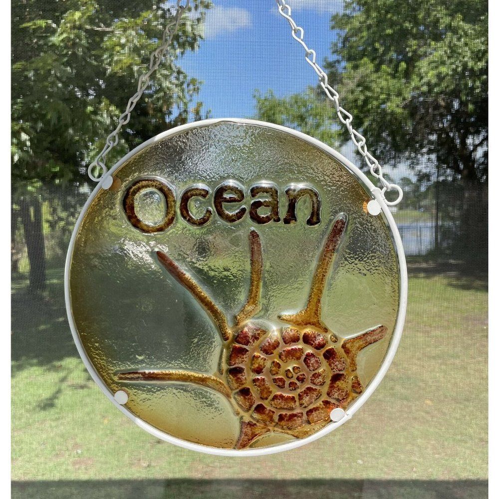 3D Fused glass Sun catcher Ocean Beach House Nautical Shell hanging Decor
